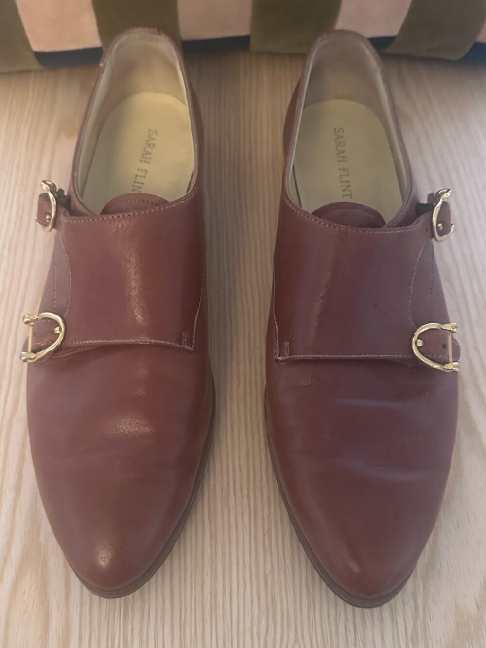 Sarah Flint Brown Leather Buckle Oxfords - Size 39